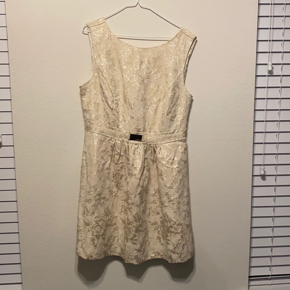 Super cute off-white dress with gold leaf design.
